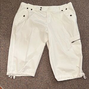 Allison Brittney Women's White Cargo Bermudas